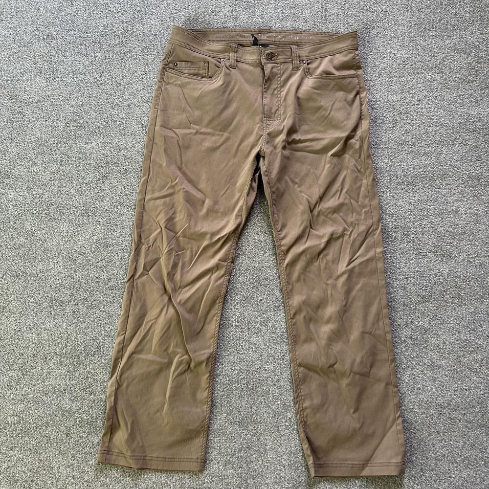 prAna Pants Men 36x30 Slim Fit Stretch Nylon Outdoor Hiking Brown Chino P20
